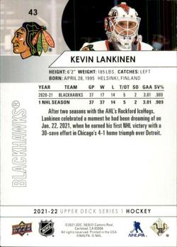 2021-22 Upper Deck #43 Kevin Lankinen Back