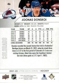 2021-22 Upper Deck #46 Joonas Donskoi Back