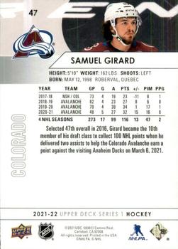 2021-22 Upper Deck #47 Samuel Girard Back
