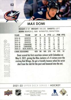 2021-22 Upper Deck #52 Max Domi Back