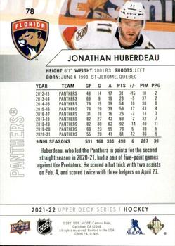 2021-22 Upper Deck #78 Jonathan Huberdeau Back