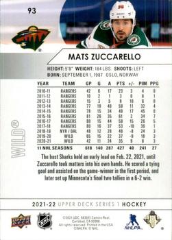 2021-22 Upper Deck #93 Mats Zuccarello Back