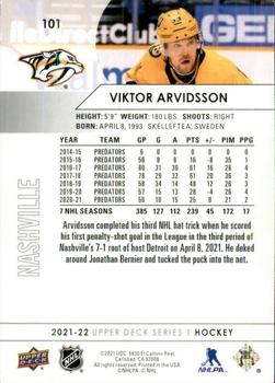 2021-22 Upper Deck #101 Viktor Arvidsson Back
