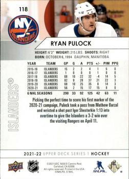 2021-22 Upper Deck #118 Ryan Pulock Back