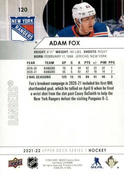 2021-22 Upper Deck #120 Adam Fox Back