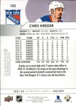 2021-22 Upper Deck #122 Chris Kreider Back