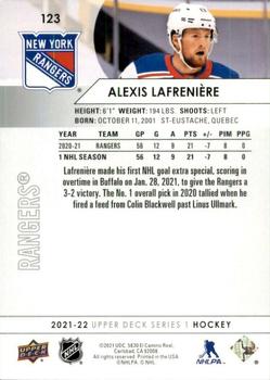 2021-22 Upper Deck #123 Alexis Lafreniere Back