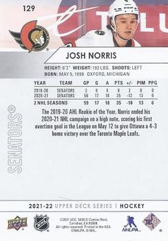 2021-22 Upper Deck #129 Josh Norris Back