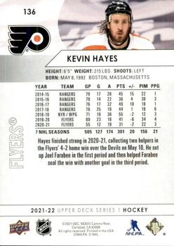 2021-22 Upper Deck #136 Kevin Hayes Back
