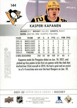 2021-22 Upper Deck #144 Kasperi Kapanen Back