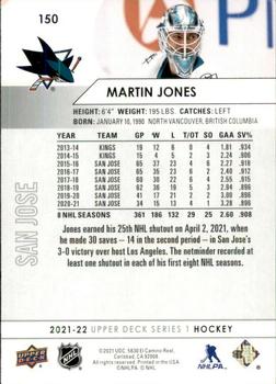 2021-22 Upper Deck #150 Martin Jones Back