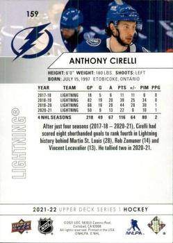 2021-22 Upper Deck #159 Anthony Cirelli Back