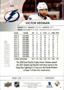 2021-22 Upper Deck #161 Victor Hedman Back