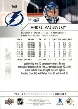 2021-22 Upper Deck #165 Andrei Vasilevskiy Back