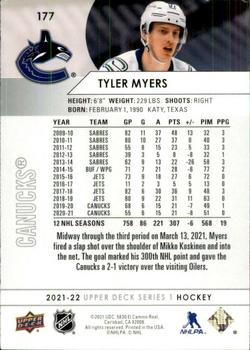 2021-22 Upper Deck #177 Tyler Myers Back
