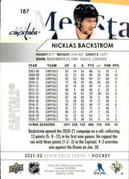 2021-22 Upper Deck #187 Nicklas Backstrom Back