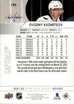 2021-22 Upper Deck #190 Evgeny Kuznetsov Back