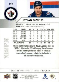 2021-22 Upper Deck #193 Dylan DeMelo Back