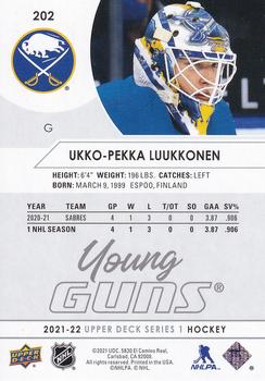 2021-22 Upper Deck #202 Ukko-Pekka Luukkonen Back