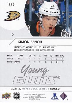 2021-22 Upper Deck #228 Simon Benoit Back