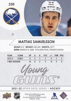 2021-22 Upper Deck #230 Mattias Samuelsson Back