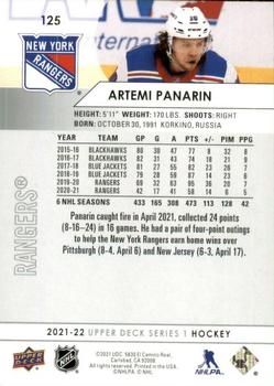 2021-22 Upper Deck #125 Artemi Panarin Back