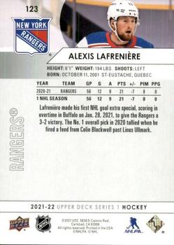 2021-22 Upper Deck #123 Alexis Lafreniere Back