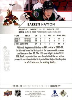 2021-22 Upper Deck #259 Barrett Hayton Back
