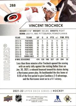 2021-22 Upper Deck #288 Vincent Trocheck Back