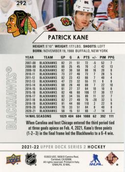 2021-22 Upper Deck #292 Patrick Kane Back