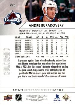 2021-22 Upper Deck #295 Andre Burakovsky Back