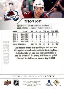 2021-22 Upper Deck #297 Tyson Jost Back