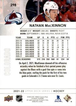 2021-22 Upper Deck #298 Nathan MacKinnon Back