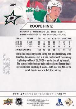 2021-22 Upper Deck #309 Roope Hintz Back