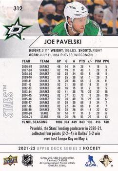 2021-22 Upper Deck #312 Joe Pavelski Back