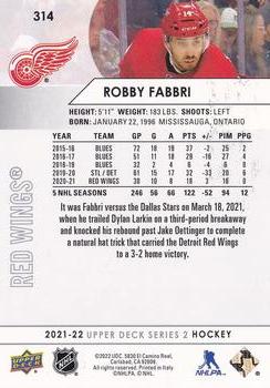 2021-22 Upper Deck #314 Robby Fabbri Back