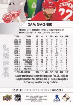 2021-22 Upper Deck #315 Sam Gagner Back