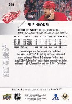 2021-22 Upper Deck #316 Filip Hronek Back