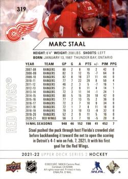 2021-22 Upper Deck #319 Marc Staal Back