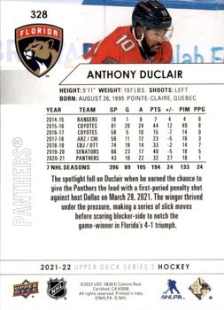 2021-22 Upper Deck #328 Anthony Duclair Back