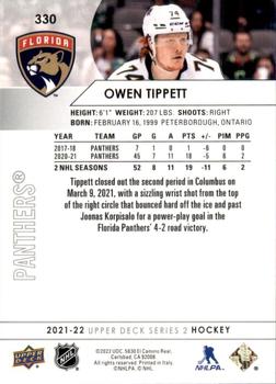2021-22 Upper Deck #330 Owen Tippett Back