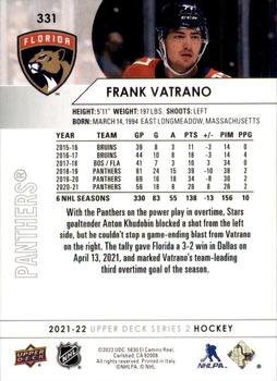 2021-22 Upper Deck #331 Frank Vatrano Back