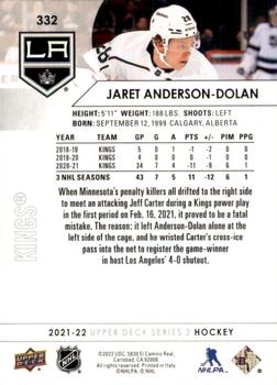 2021-22 Upper Deck #332 Jaret Anderson-Dolan Back