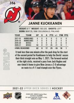 2021-22 Upper Deck #356 Janne Kuokkanen Back