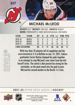 2021-22 Upper Deck #357 Michael McLeod Back