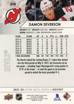 2021-22 Upper Deck #358 Damon Severson Back