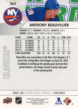 2021-22 Upper Deck #363 Anthony Beauvillier Back