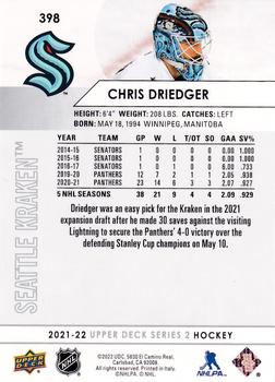 2021-22 Upper Deck #398 Chris Driedger Back