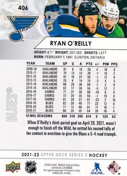2021-22 Upper Deck #406 Ryan O'Reilly Back