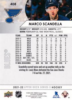 2021-22 Upper Deck #408 Marco Scandella Back
